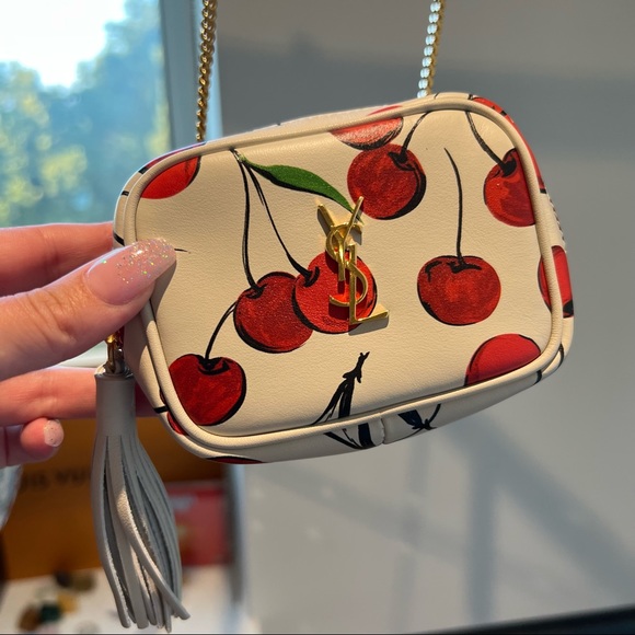 Saint Laurent baby lou cherry print leather micro crossbody bag - Picture 7 of 13